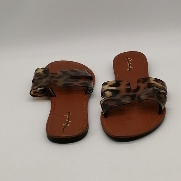 Qupid Womens Flat Slide Sandal Leopard Print Open Toe/Heel Cushioned Sz 9 M - Picture 3 of 9